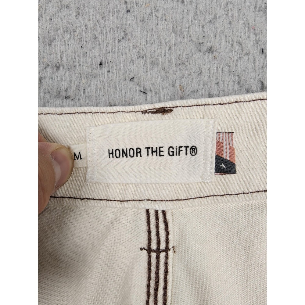 Honor The Gift Pants Womens Medium White Carpenter Twill Straight Leg Workwear - Picture 3 of 8